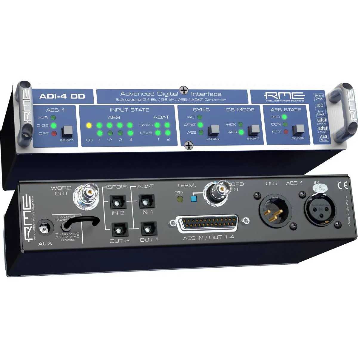 Прочее студийное оборудование RME ADI-4 DD 4-канальный конвертер, 24 Bit / 96 kHz, AES/EBU <> ADAT Converter, 9 1/2″, 1U