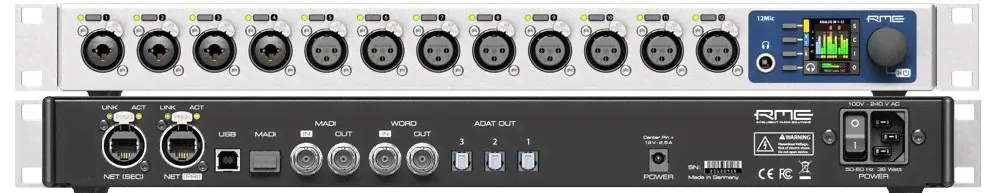 RME 12Mic 12-канальный микрофонный предусилитель с цифровым управлением и AVB/MADI/ADAT интерфейсом, 192 кГц-1